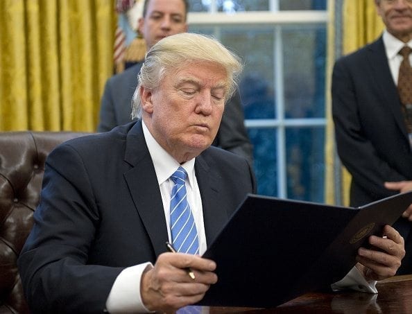 President Trump Signs Executive Orders In The Oval Office