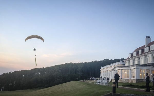 Greenpeace has flown a paraglider over Turnberry