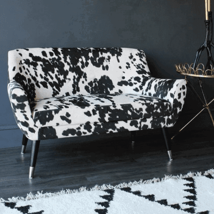 Rockett St George Faux Cowhide Vintage Style Sofa