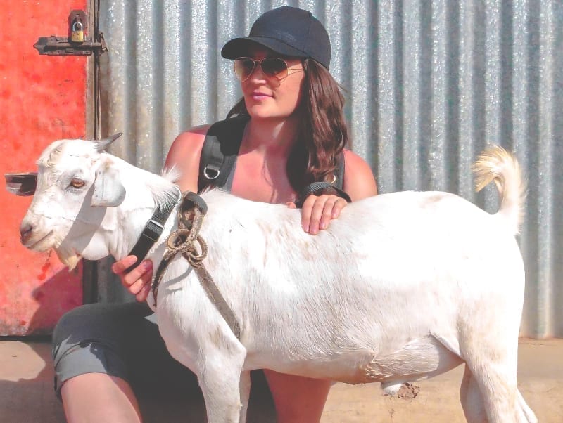 Sophie Faldo with Goat
