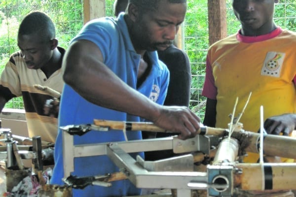 Bamboo frame construction in Ghana