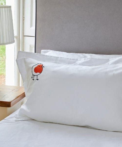 Sleep Organic Robin Embroidered Oxford Pillowcase