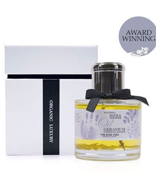 The Rose Tree Soothing Bath Oil with Geranium, Cypress & Lavender