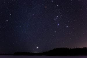 Orion and Canis Minor constellations and Sirius