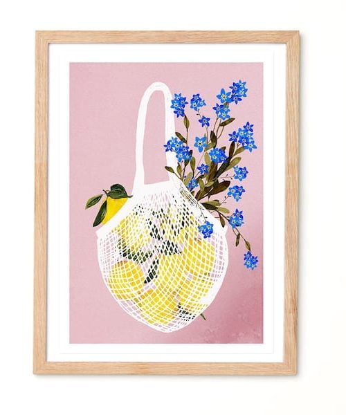 Studio Noodles Bag Full of Lemons Botanical Eco Art Print