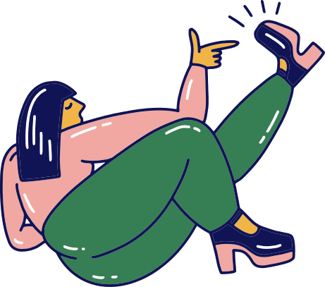 Illustration of person sitting down pointing to their shoes