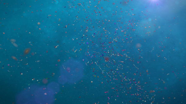 Underwater shot of microplastic and nurdle pollution