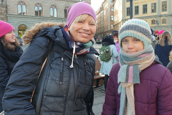 Helena Lindemark with Greta Thunberg in Stockholm