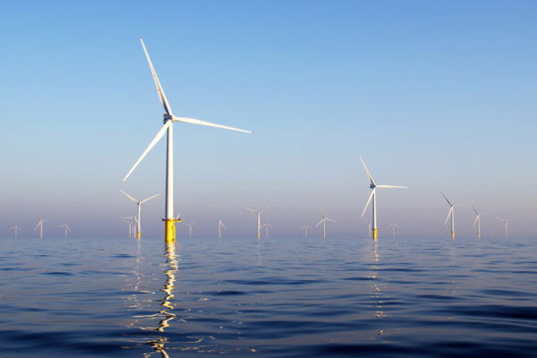 Rampion windfarm at sunrise
