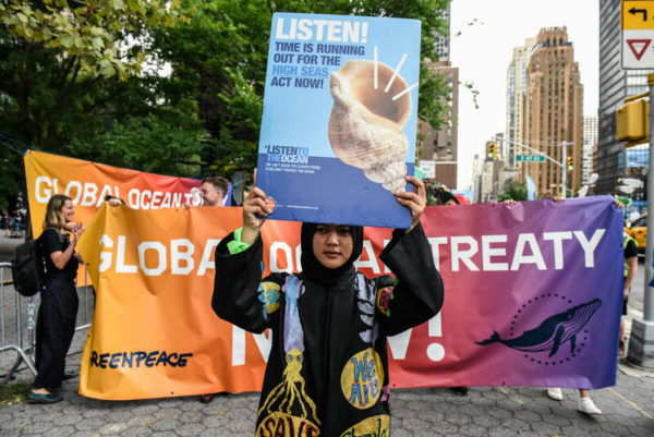 Guest speaker Khaireeyah Ramanyah (Thailand) participates in the UN Oceans Negotiations IGC5 Rally