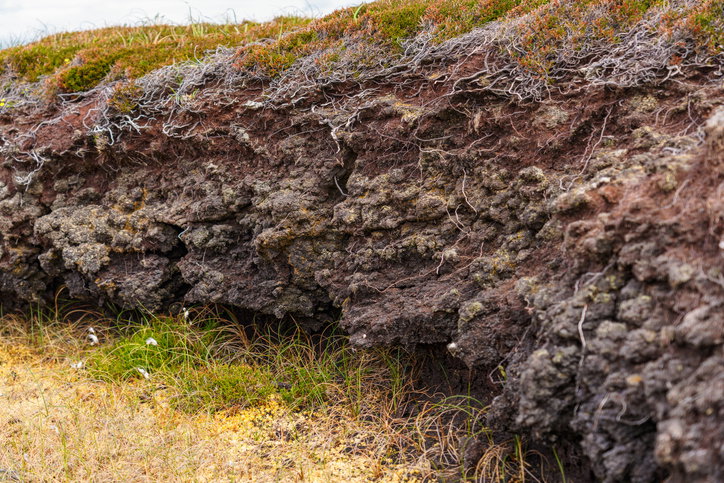 A large peat hag in Wester Ross, North West Scotland