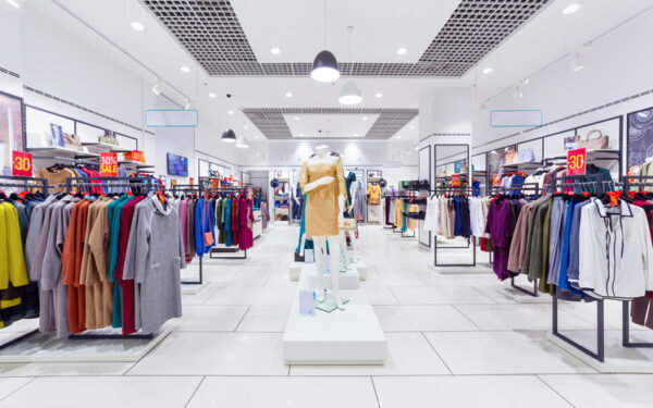 Interior of fashion clothing store for women