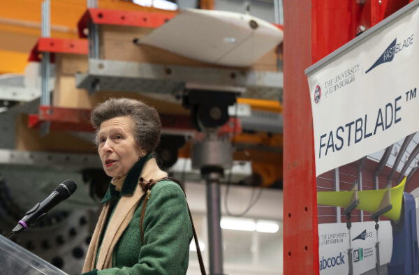 The Princess Royal speaking at he University of Edinburgh’s FastBlade facility. Neil Hanna Photography