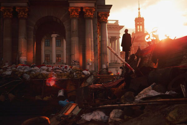 Barricades at Euromaidan in Kiev.