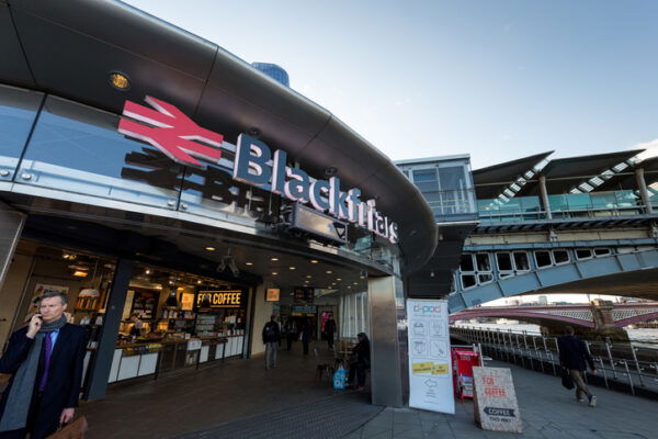 Entrance to Blackfriars railway station in London, UK