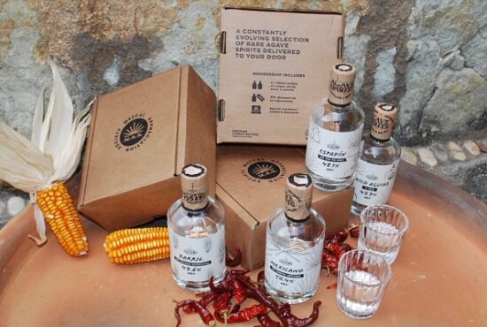 Mezcal Appreciation Society box with bottles of mezcal