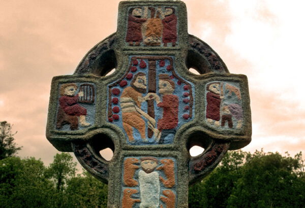 Celtic cross at sunset